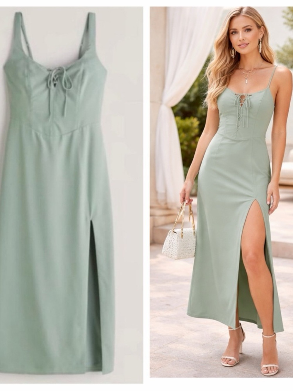 Abercrombie & Fitch Corset Lace-Up Midi Dress